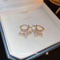 Gold Plated Copper Zircon Star Earrings For Women, Niche Light Luxury Commuter Style view 2