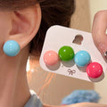Acrylic Candy Bean Stud Earrings With Silver Needle Korean Sweet Geometric Round Fashion Jewelry view 1