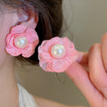 Elegant Floral Faux Pearl Stud Earrings Jewelry Set For Women Fashion OL Light Luxury Style view 4