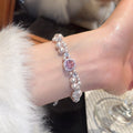 French Vintage Faux Pearl Beaded Bangle With Zircon Round Geometric Charm For Women view 1