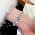 French Vintage Faux Pearl Beaded Bangle With Zircon Round Geometric Charm For Women view 3