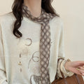 Light Luxury Floral Print Fabric Scarf Necklace, Retro Korean Japanese Style Summer Neckwear view 3