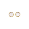 18K Gold Plated Mother Of Pearl Rhombus Stud Earrings With Silver Pins, Minimalist Vintage Style view 5