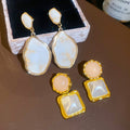 Vintage Hong Kong Style Irregular Geometric Resin Stud Earrings With Silver Needles view 3