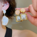 Vintage Hong Kong Style Irregular Geometric Resin Stud Earrings With Silver Needles view 2