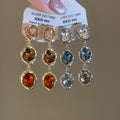 18K Gold Plated Copper Oval Tassel Clip-on Earrings With Rhinestone Vintage Elegant Geometric Design view 1