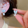18K Gold Plated Mother Of Pearl Butterfly Pearl Clip-on Earrings Vintage Sweet Elegant Jewelry view 4