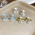 18K Gold Plated Copper Zircon Enamel Flower Clip-on Earrings For Women Light Luxury Style view 4