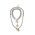Light Luxury Leather And Iron Round Pendant Sweater Necklace For Women Trendy Geometric Collarbone Chain view 5