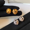 18K Gold Plated Copper Woven Round Geometric Clip-on Earrings Fashion Non Pierced Jewelry view 3
