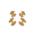 18K Gold Plated Copper Zircon Fan Geometric Clip-on Earrings, Wrinkled Light Luxury Design view 5