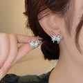 Copper Zircon Firework Butterfly Stud Earrings With Silver Posts Fresh Minimalist Jewelry view 2