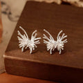 Copper Zircon Firework Butterfly Stud Earrings With Silver Posts Fresh Minimalist Jewelry view 1
