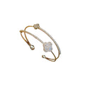 Korean Minimalist Copper Double Layer Zircon Flower Bangle Light Luxury Bracelet for Women view 5