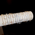 Korean Minimalist Copper Double Layer Zircon Flower Bangle Light Luxury Bracelet for Women view 3