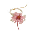 Sweet Fairy Fabric Flower Faux Pearl Beaded Bracelet Necklace Jewelry Set view 5