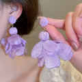 Beach Resort Style Fabric Geometric Flower Stud Earrings Light Luxury Sweet Fashion Jewelry view 3