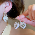Sweet Minimalist Copper Zircon Heart Apple Stud Earrings For Women Elegant Fashion Jewelry view 1