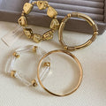 Light Luxury Iron Irregular Geometric Bangle With Round Metal Design For Women view 4