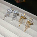 18K Gold Plated Copper Zircon Star Tassel Clip-on Earrings Light Luxury Fashion Jewelry view 2