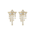 18K Gold Plated Copper Zircon Star Tassel Clip-on Earrings Light Luxury Fashion Jewelry view 5
