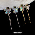 18K Gold Plated Copper Zircon Butterfly Tassel Clip-on Earrings For Women Ethnic Trendy Jewelry view 2