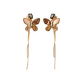 18K Gold Plated Copper Zircon Butterfly Tassel Clip-on Earrings For Women Ethnic Trendy Jewelry view 5