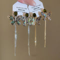 18K Gold Plated Copper Zircon Butterfly Tassel Clip-on Earrings For Women Ethnic Trendy Jewelry view 4