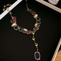Vintage Resin Triangle Geometric Pendant Sweater Necklace Retro Ethnic Statement Jewelry view 4