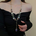 Vintage Resin Triangle Geometric Pendant Sweater Necklace Retro Ethnic Statement Jewelry view 3