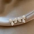 14K Gold Plated Copper Zircon Bow Stud Earrings Korean Minimalist Chic Delicate Jewelry view 3