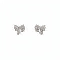 14K Gold Plated Copper Zircon Bow Stud Earrings Korean Minimalist Chic Delicate Jewelry view 5