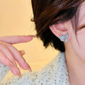 14K Gold Plated Copper Zircon Bow Stud Earrings Korean Minimalist Chic Delicate Jewelry view 4