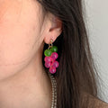 Fresh Elegant Resin Grape Tassel Drop Earrings With Silver Needle Fruit Design For Women view 4