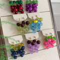 Fresh Elegant Resin Grape Tassel Drop Earrings With Silver Needle Fruit Design For Women view 1