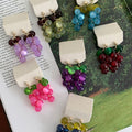 Fresh Elegant Resin Grape Tassel Drop Earrings With Silver Needle Fruit Design For Women view 3