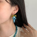Fresh Elegant Resin Grape Tassel Drop Earrings With Silver Needle Fruit Design For Women view 2