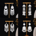 Miao Silver Long Tassel Ethnic Earrings New Light Luxury Minority Style Fashion Ear Jewelry view 1