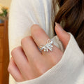 Zircon Bow Open Ring For Women view 1