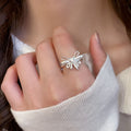 Zircon Bow Open Ring For Women view 3