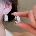 Korean Style Zircon Shell U Shaped Ear Cuff Earrings, Elegant Geometric Round Light Luxury view 3