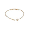 French Minimalist Copper Zircon Geometric Star Bangle, Light Luxury Fashion Bracelet view 5