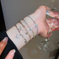 French Minimalist Copper Zircon Geometric Star Bangle, Light Luxury Fashion Bracelet view 3