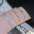 French Minimalist Copper Zircon Geometric Star Bangle, Light Luxury Fashion Bracelet view 1