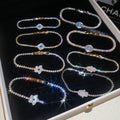 Vintage Copper Zircon Mother Of Pearl Flower Bangle For Women Light Luxury Fashion Jewelry view 4