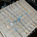 Vintage Copper Zircon Mother Of Pearl Flower Bangle For Women Light Luxury Fashion Jewelry view 2