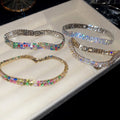 European American Double Row Zircon Geometric Copper Bangle Light Luxury Fashion Jewelry view 2