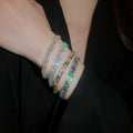 European American Double Row Zircon Geometric Copper Bangle Light Luxury Fashion Jewelry view 3