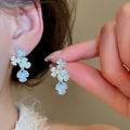 Alloy Silver Needle Enamel Flower Stud Earrings Sweet Fresh Spring Summer Fashion Jewelry view 3
