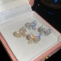 Light Luxury Copper Zircon Bow Stud Earrings For Women, Minimalist Elegant Fashion Jewelry view 2